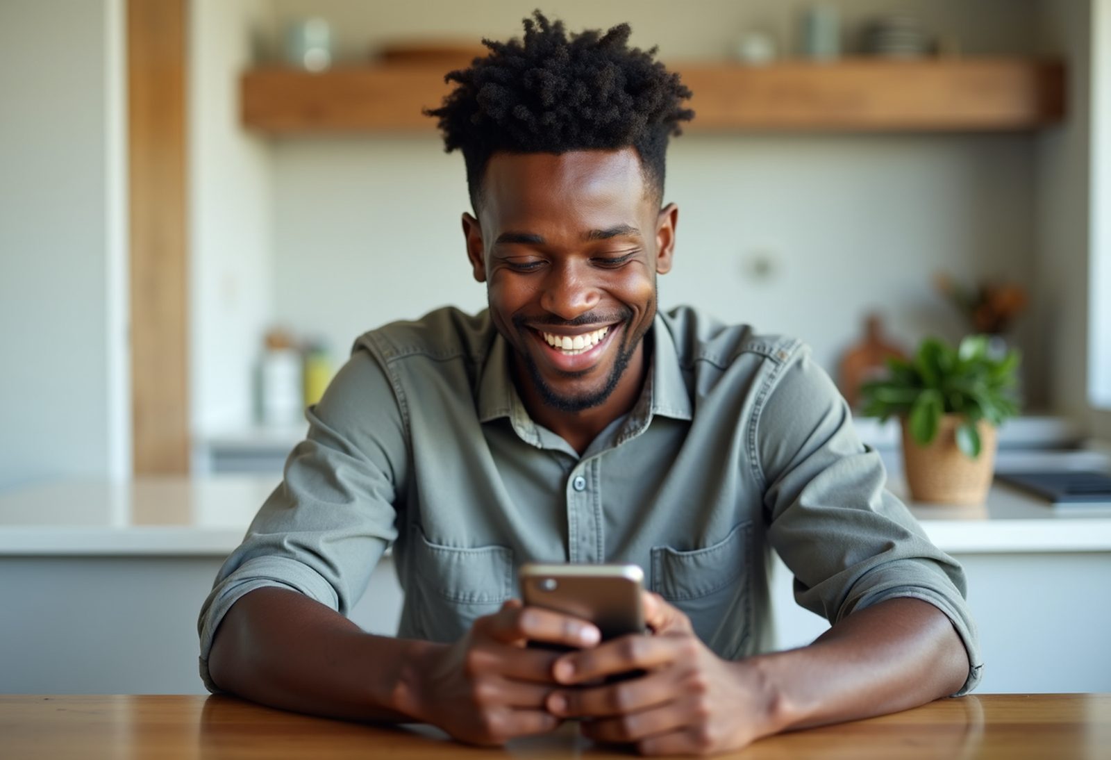 Customer checking his approval on his phone at home