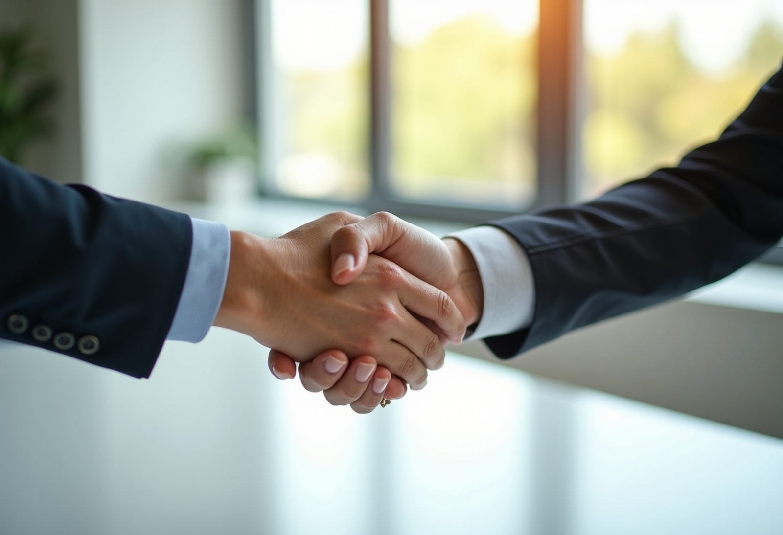 Advisor and customer shaking hands